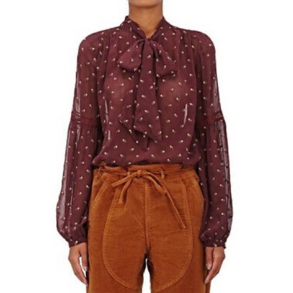 Ulla Johnson Odelia Floral Embroidered Bow Tie Top Size 8 - Picture 3 of 10